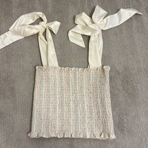 Elegant Cream Bow-Tie Blouse